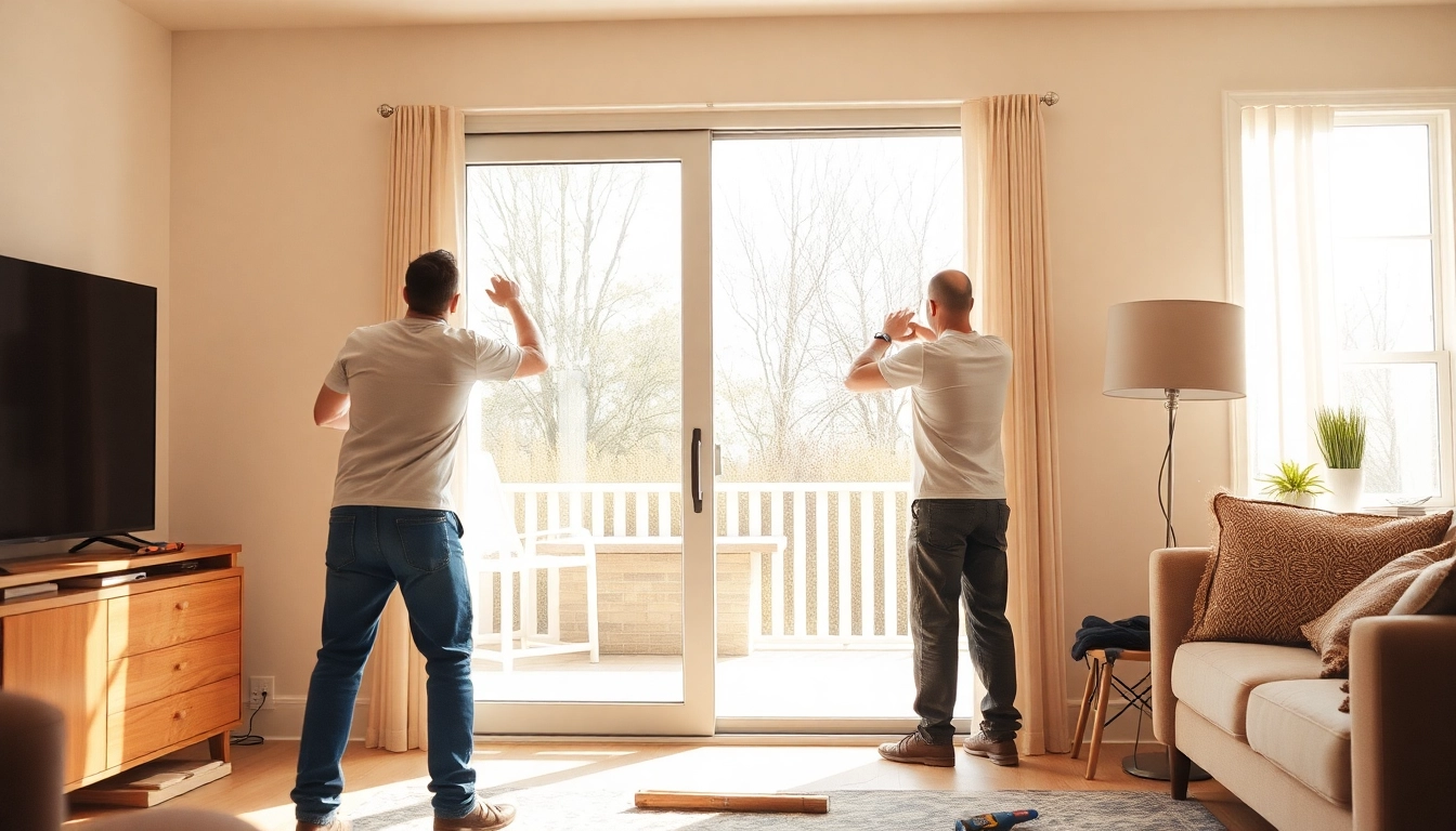 Replace a sliding glass door: hands-on upgrade in a sunlit living room.